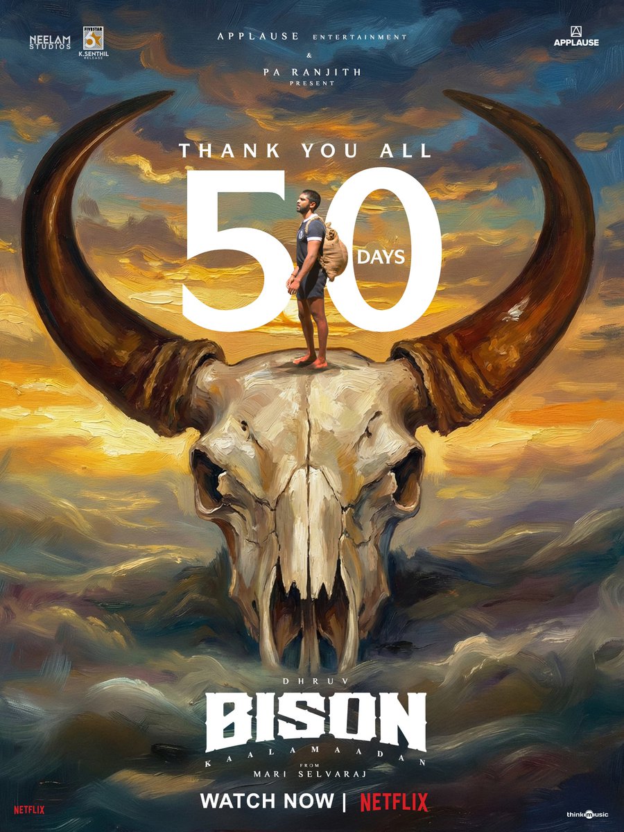 kayaldevaraj's tweet photo. 50 Victorious days of one bold drea #BisonKaalamaadan π₯π¦¬
Thank you all for such a massive support throughout this journe
#BisonKaalamaadanOnNetflix
@Netflix_INSouth @applausesocial @NeelamStudios_ #SameerNair @deepaksegal @mari_selvaraj @beemji @Tisaditi #DhruvVikram https://t.co/2TmHDa4oJ7