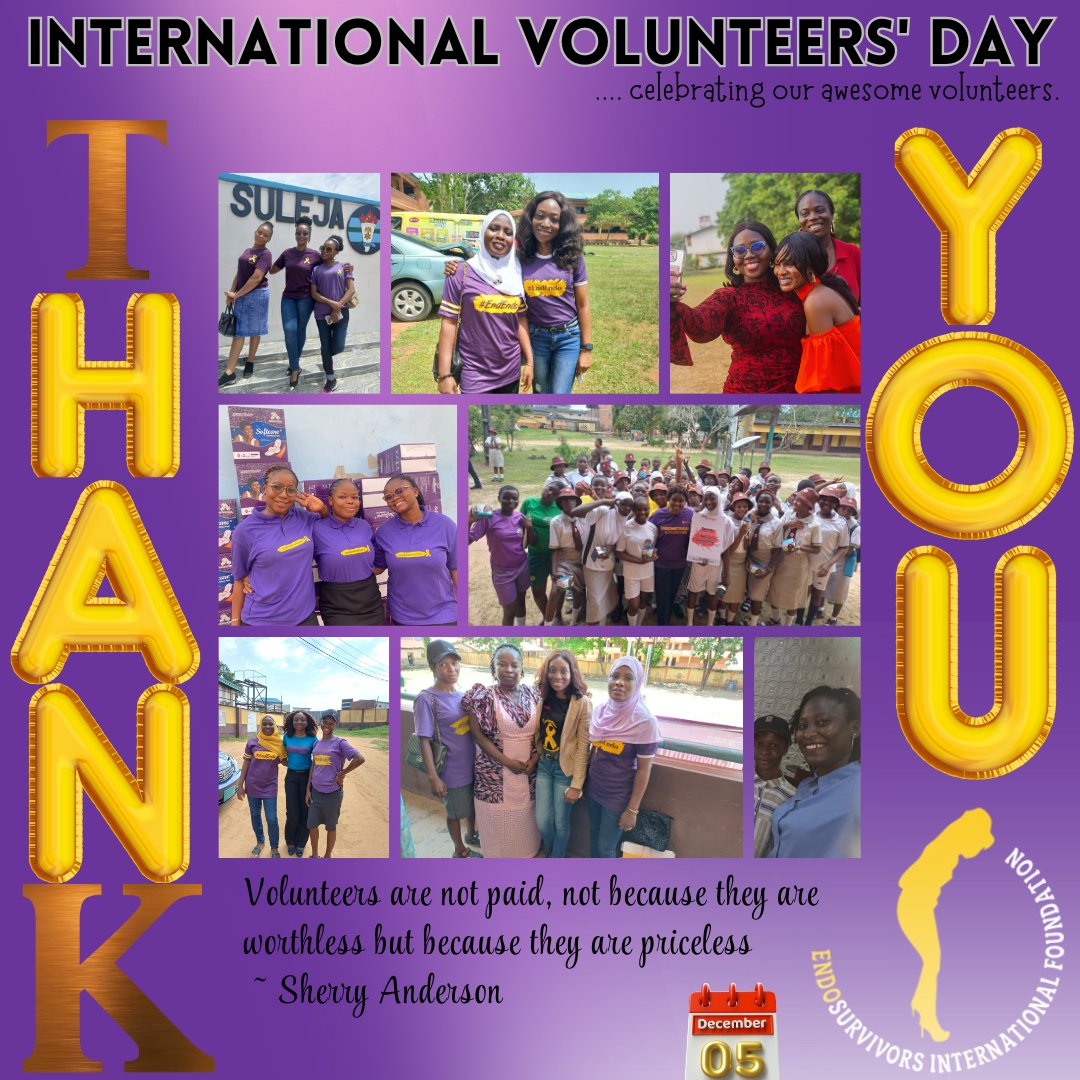 Volunteers are not paid; not because they are worthless, but because they are priceless. Thank you for your dedication to reducing the burden of #endometriosis in Nigeria. We love and appreciate you💥💛💐.
Happy International Volunteers' Day!#endometriosisnigeria #endosurvivors