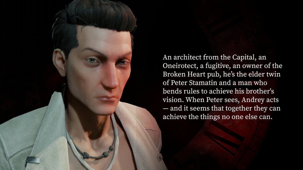 Let’s take a closer look at Andrey Stamatin.

Together, the twins made the Polyhedron — an impossible structure that is THE mystery of Bachelor's story. What do you think Andrey will do to protect his brother and their masterpiece in Pathologic 3?