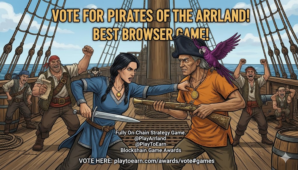 Help <a href="/PlayArrland/">PlayArrland</a> win Best Browser Game at the <a href="/PlayToEarn/">PlayToEarn</a> Blockchain Game Awards! 🏴‍☠️

If you're part of the crew or believe in the project - now's the time to act.

Every vote helps us grow and reach new shores.

🗳️ Vote here: 
playtoearn.com/awards/vote#ga…

Fair winds, captains!