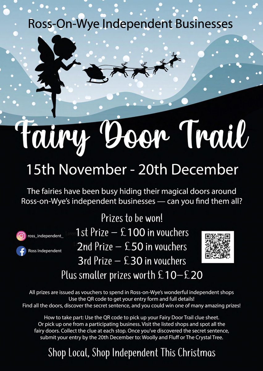 VisitRossOnWye's tweet image. Don't forget that the Fairy Door Trail is running until the 20th December! 🧚🎄🚪

Here are a couple of things you can do while on the lookout🔎
- Vintage &amp;amp; Design Shopping Trail
- Saturday or Thursday market at the Market House

#visitrossonwye #visitdeanwye #visitherefordshire