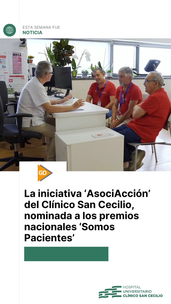 #EstaSemanaFueNoticia | La iniciativa ‘AsociAcción’ del Clínico San Cecilio, nominada a los premios nacionales ‘Somos Pacientes’.

granadadigital.es/asociaccion-cl…

Vía <a href="/granadadigital/">GranadaDigital</a>