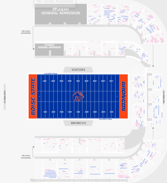Game day update - 1332 tix currently on Ticketmaster (not counting resale).  That's 96% sold. I guess we'll see shortly if some are being held back. #GoBroncos beat #UNLV #10Straight in the MWC for the Championship! #BleedBlue