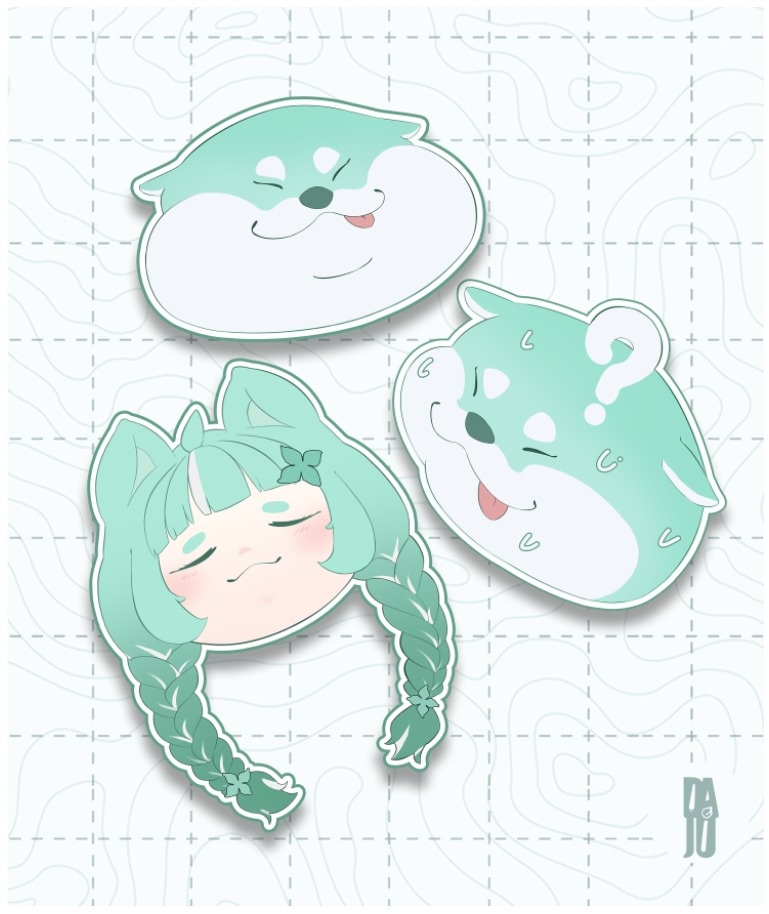 Mihntee's tweet photo. I'm in the process of getting pin designs for an upcoming giveaway, and I absolutely ADORE how @Perdajuan has drawn my character!!

My mascot gets so chonky when they draw them, and I ADORE HIM!! 💚

Please give this artist a check out! They're so friendly and talented! 💚🌱🐾 https://t.co/H7aJVHOYMV