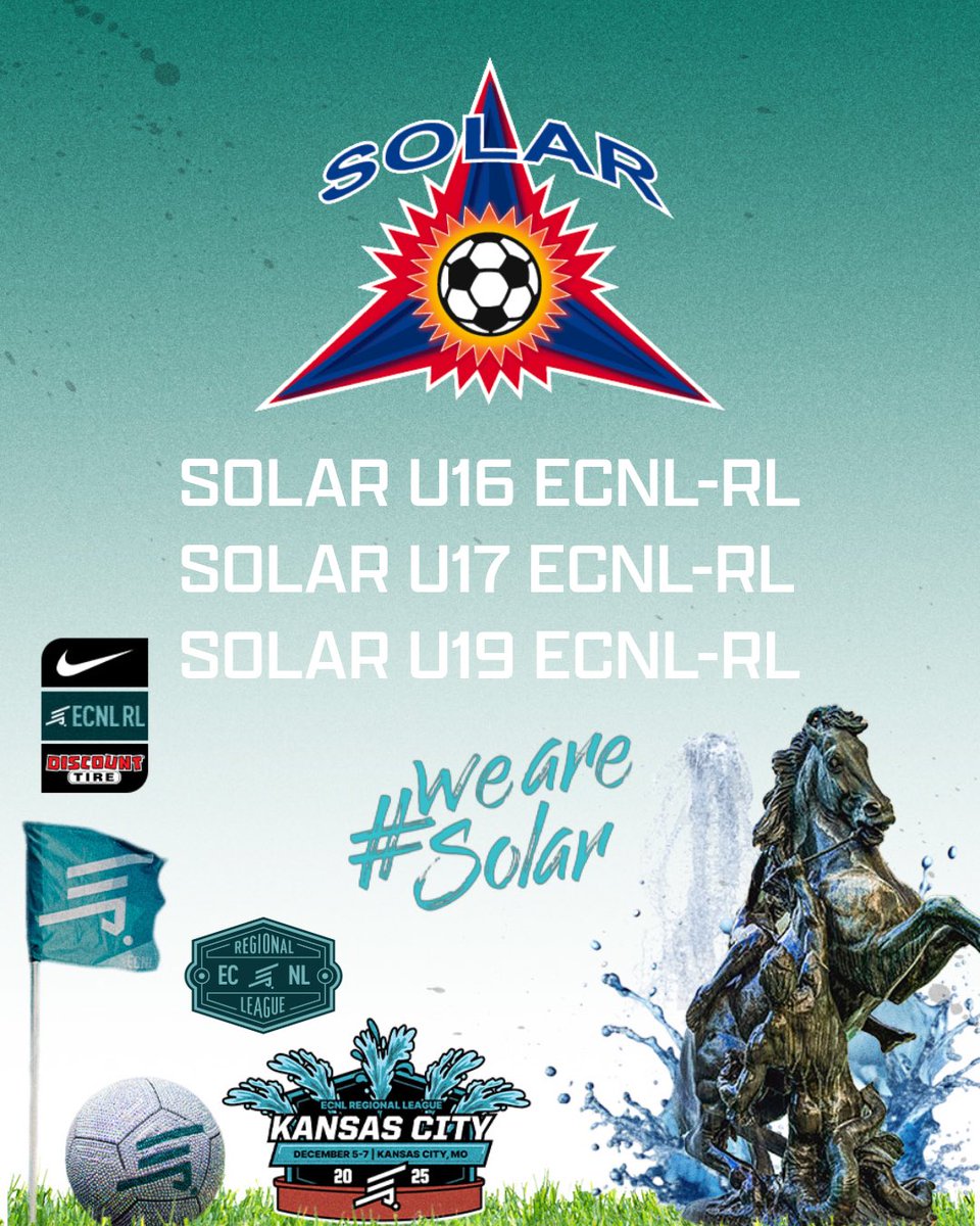 SolarSoccerClub's tweet photo. Riding with our #SolarRL teams in @ECNLgirls #ECNLRLKC this weekend! ๐ฅ Sending good luck to our talented teams! Swipe right ๐ to check out their schedules and check out their games on ECNLTV ๐บ โก๏ธhttps://t.co/lXxZd4ktZ1 https://t.co/7ppXtmVEW4
