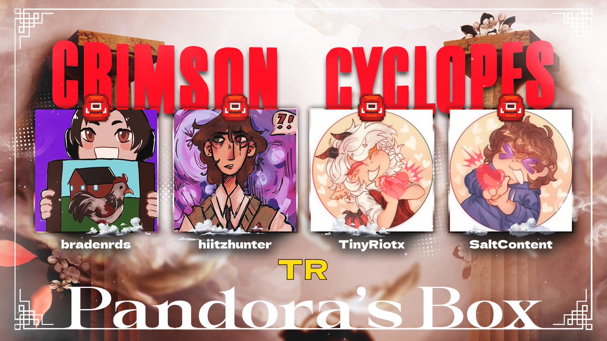 TinyRiotx_'s tweet image. Announcing the Crimson Cyclops for Pandora’s Box x Yappertron!

@bradenrds @Hiitzhunter1 @TinyRiotx_ @SaltContent_ 

Watch them compete on Saturday 20th December @ 7PM GMT