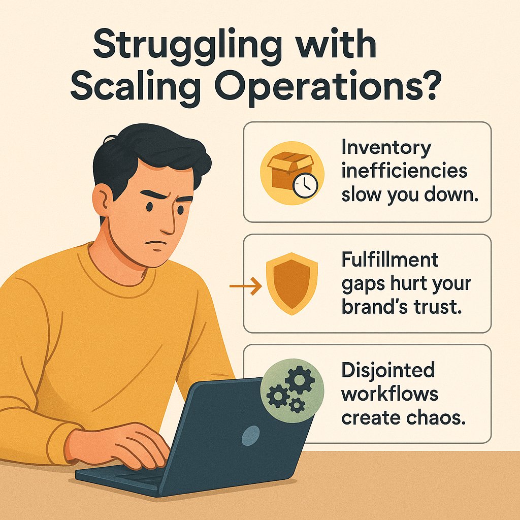 Everyone struggles with scaling operations!  
Here’s how to tackle it: 👇  
→ Inventory inefficiencies slow you down.  
→ Fulfillment gaps hurt your brand's trust.  
→ Disjointed workflows create chaos.  
or just go to macmillanscg.com