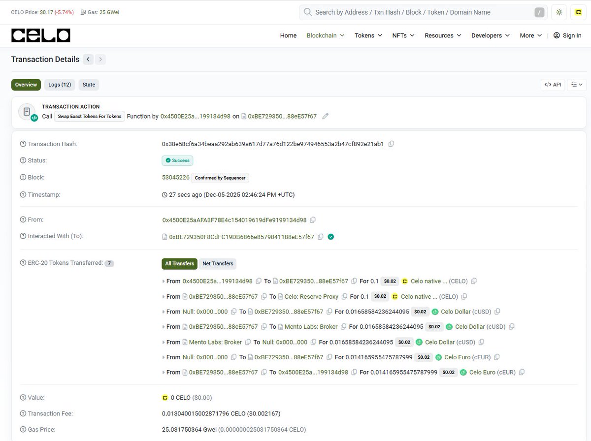 Day 3 of the Mento Swap Sprint

Today’s move: CELO/cEUR on <a href="/MentoLabs/">Mento (fx/acc)</a>  💶

Another swap done, another step closer to the finish line! 

#MentoSwapSprint #Mento