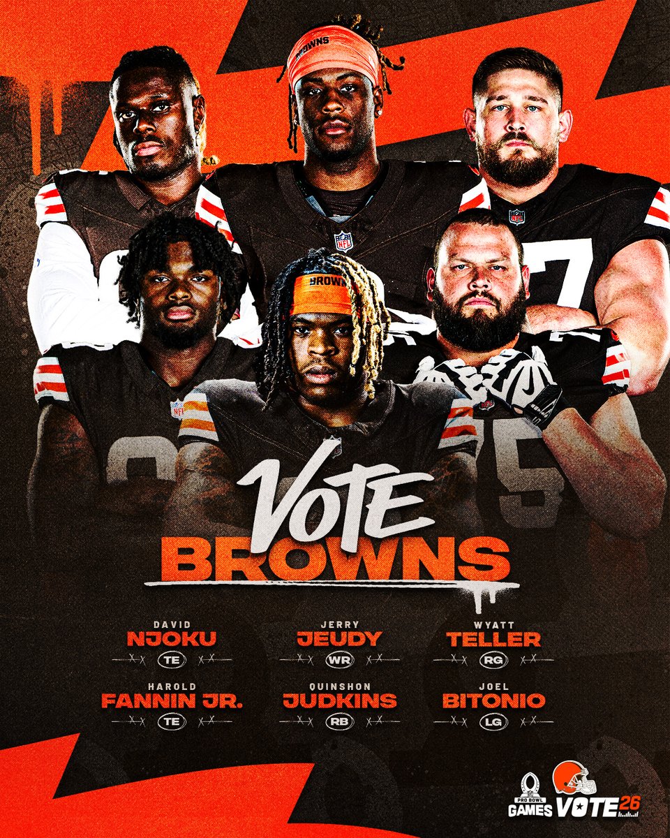 you know what to do

Quinshon Judkins #ProBowlVote
Harold Fannin Jr #ProBowlVote
Joel Bitonio #ProBowlVote
David Njoku #ProBowlVote
Jerry Jeudy #ProBowlVote
Wyatt Teller #ProBowlVote