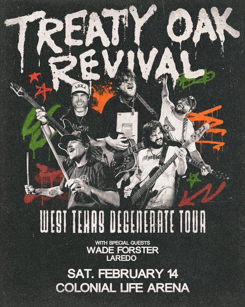 CLAmktg's tweet image. Just announced! @TreatyOakMusic is bringing The West Texas Degenerate Tour to Colonial Life Arena on February 14! Tickets go on sale Friday, December 12 at 12 PM: bit.ly/TORcola26
