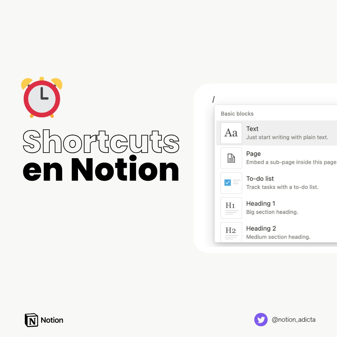 notion_adicta's tweet image. TRUCO
🖤 ¡Potencia al máximo tu uso de Notion con estos atajos esenciales! 

→ Di adiós al ratón y aumenta tu productividad