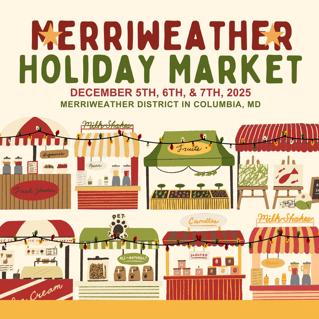Ten.m Flats neighbors! The Merriweather District Holiday Market is Dec 5th, 6th, &amp; 7th! 🎄 Find unique gifts, delicious food, &amp; festive vibes right next door. 🛍️ Don't miss this weekend of holiday fun! #MerriweatherDistrict #HolidayMarket #tenmflats