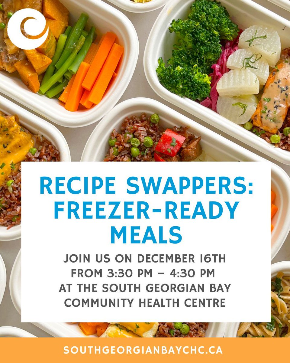 SGB_CHC's tweet photo. 🍽️ December’s Recipe Swap Club is all about Freezer-Ready Meals!

🗓️ Tuesday, December 16
🕞 3:30 PM – 4:30 PM
📍 South Georgian Bay CHC, Unit 202 
14 Ramblewood Dr, Wasaga Beach

🔗 Register: https://t.co/W8D7AtpXnb

 #RecipeSwapClub #FreezerMeals #CommunityConnections https://t.co/GstnR05tZZ
