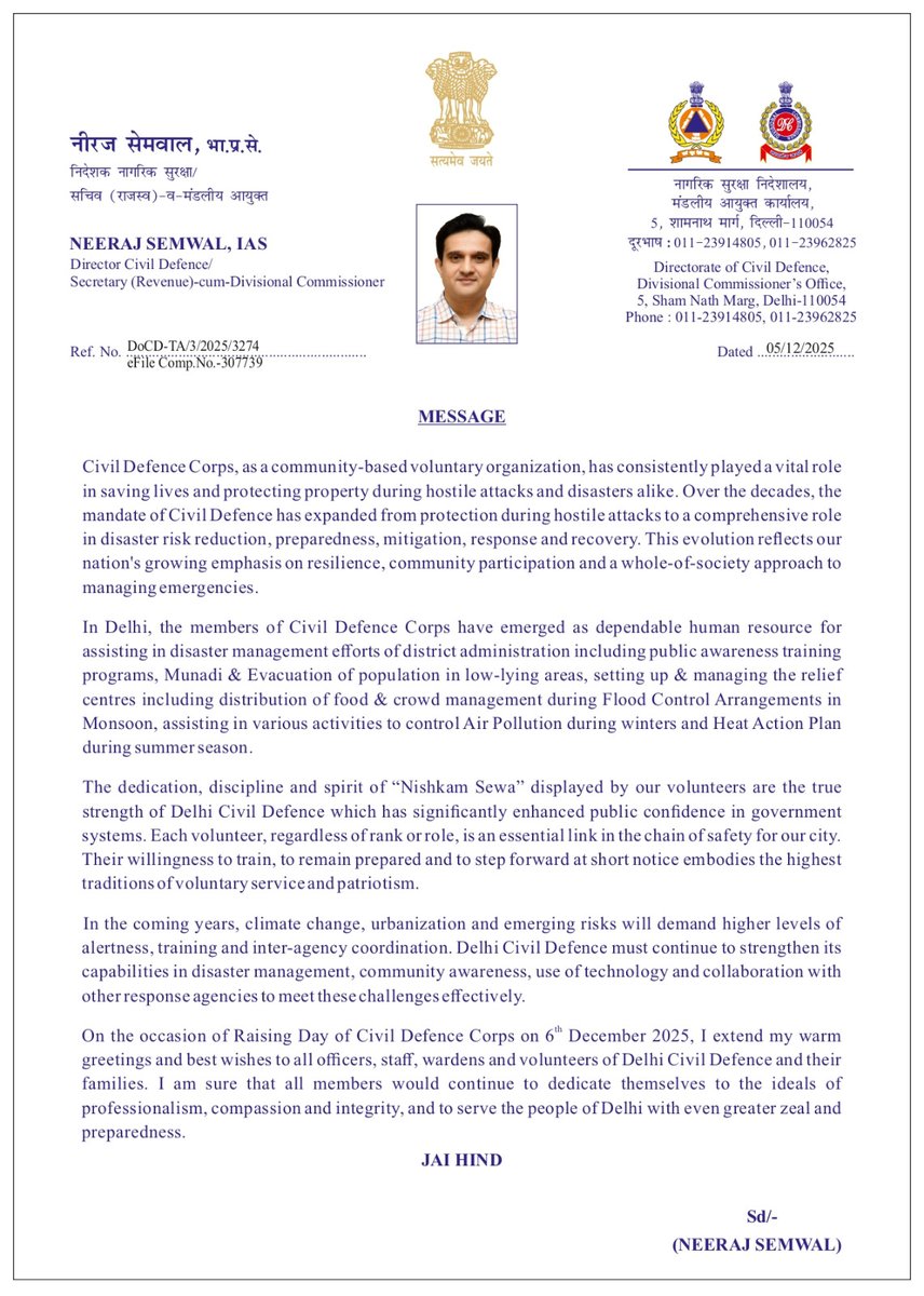 Delhi Civil Defence tweet media