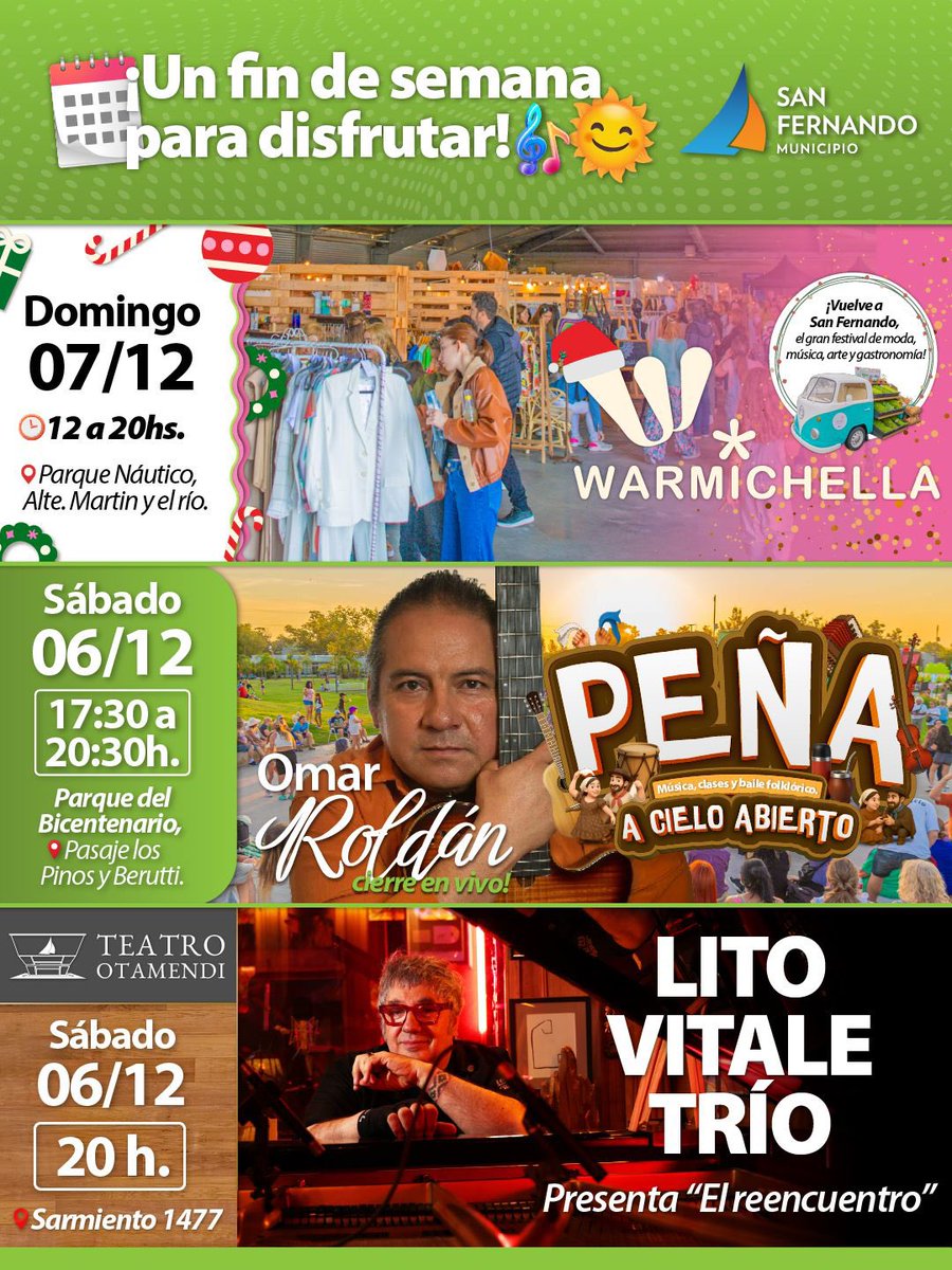 ¡DISFRUTÁ EL FIN DE SEMANA EN SAN FERNANDO! 🎶🛍️📸❤️

Te esperamos con actividades para todas las edades en distintos puntos de la ciudad.