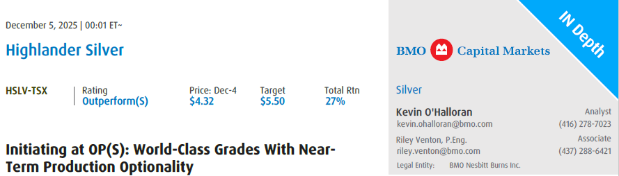 Highlander Silver Corp. TSX:HSLV $HSLV tweet media