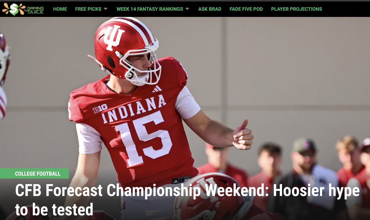 It's CFB Championship weekend! 

Read betting views from <a href="/Matt_Fortuna/">Matt Fortuna</a>, <a href="/BenWittenstein/">Ben Wittenstein</a> and <a href="/natejacobson1/">Nate Jacobson</a> FREE on The Gaming Juice. 

The CFB Forecast ... Fade or follow? That's up to YOU!

thegamingjuice.com/2025/12/04/cfb…