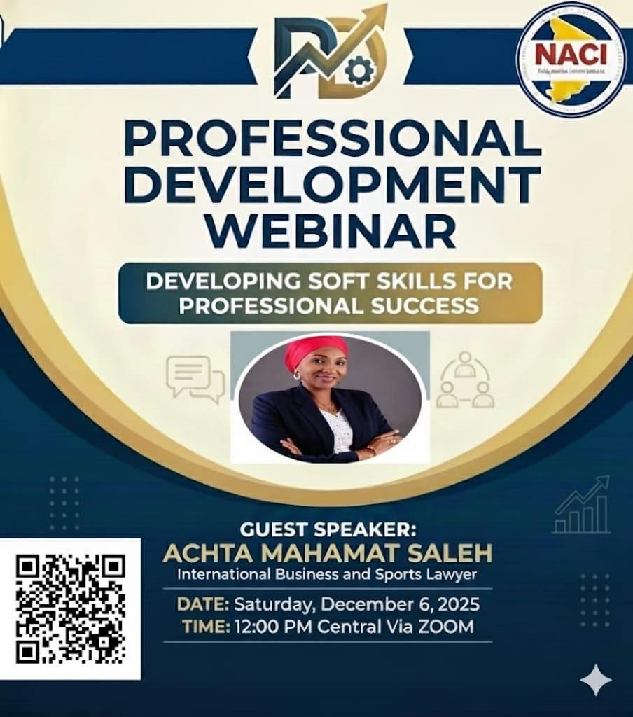It is with great pleasure that I will speak tomorrow Saturday 6th December at NACI (Noth America Chadian Initiative)’s webinar on Developing soft skills for professional success. Please join by following the link on the flyer. Thanks to NACI for the invitation. #Tchad #education
