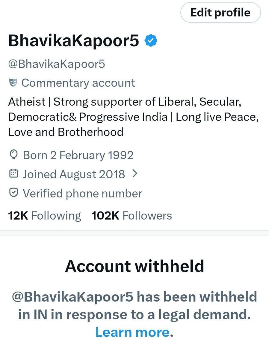 Kindly follow my new account <a href="/BhavikaOpinion/">Bhavika Kapoor</a> as my main handle is not visible in India. 

Dear friends, 
If you see this post then kindly repost it,  I will be grateful if you help me. 🙏🏼
