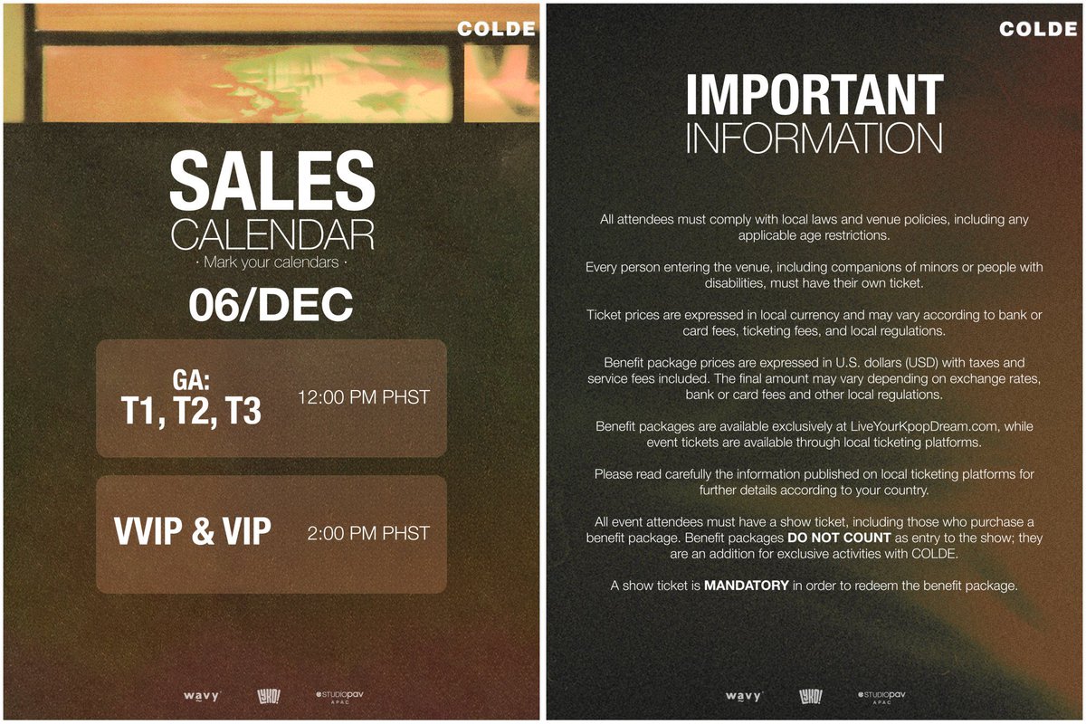 The COLDE WAR-R-R in Manila is OVER!

Colde is coming back to the Philippines this January 17, 2026 at the Music Museum with Khakii. 

Tickets goes on sale this December 6, 2025 at 12nn PHT via <a href="/TicketWorldInc/">TicketWorld Manila</a> for the exclusive fan benefits purchase it via LiveYourKpopDream.com