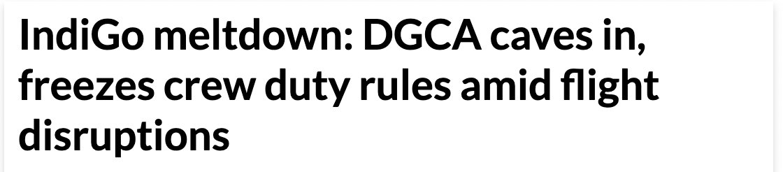 Indigo negotiated with DGCA by holding 12L people stranded on the negotiating table, and won

The airline has insane power aka monopoly