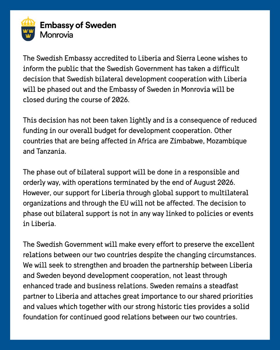 Embassy of Sweden in Liberia tweet media