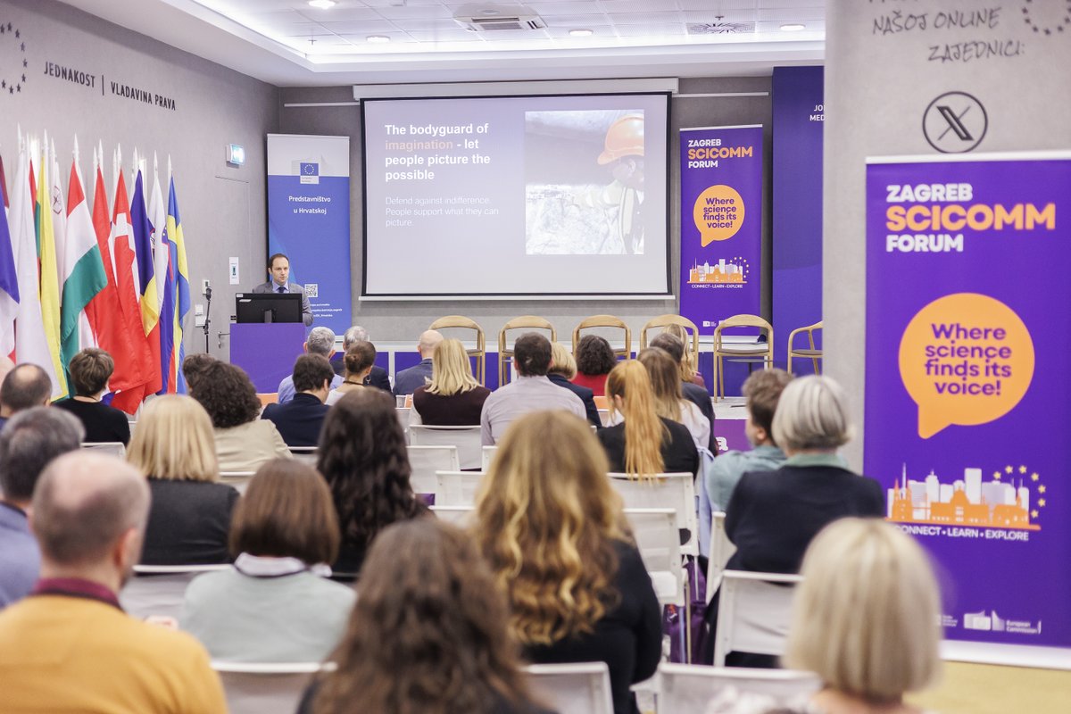 EK_Hrvatska's tweet image. Sudjelovali smo kao partneri na @institutrb Zagreb Science Communication Forum 2025 u #EKHrvatska koji je okupio znanstvenike, komunikatore, novinare i studente. Hana Huzjak, viša gospodarska savjetnica otvorila je forum dok je @MarcinMonko @ERC_Research 
održao #keynotespeech.