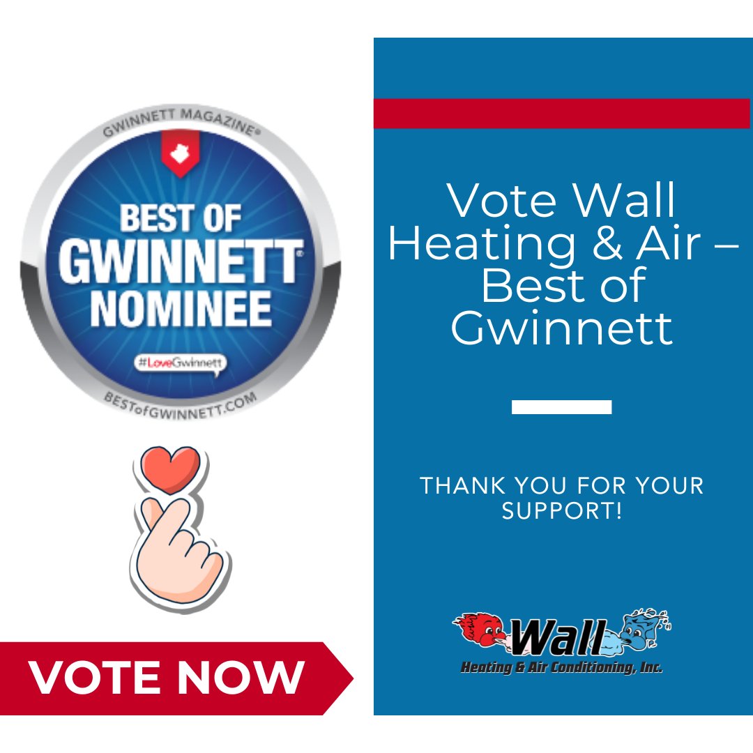 WallHeatingAC's tweet photo. The countdown is on, and we’re honored to be nominated again for Best of Gwinnett 2025! 💙 Every vote makes a difference. 👉 Voting closes December 31st. VOTE HERE. https://t.co/eUsAMG4X61

#BestOfGwinnett #WallHeatingAndAir #GwinnettGA #FamilyFirstComfort https://t.co/0VpH4xmFlt