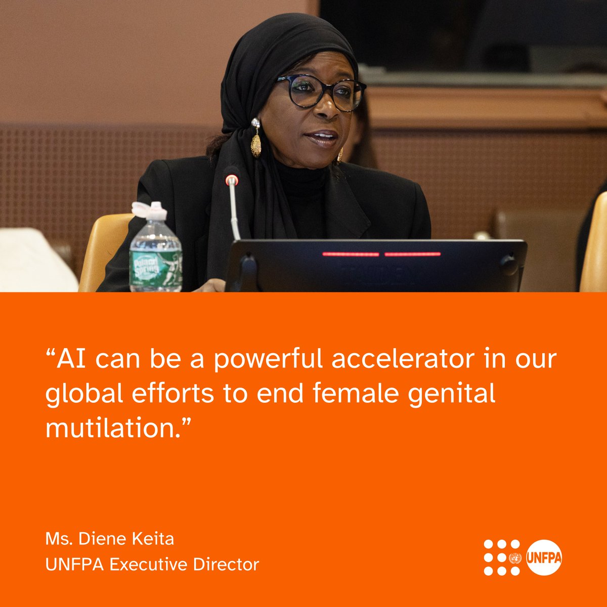 💯, @DieneKeita!

AI can help us predict risk, strengthen early-warning systems, analyze trends, improve service delivery, and support programming.

<a href="/unfpachief/">UNFPA Executive Director</a> joined the event “Smart Solutions for a Safer Future: Using AI to end female genital mutilation”.

#16Days