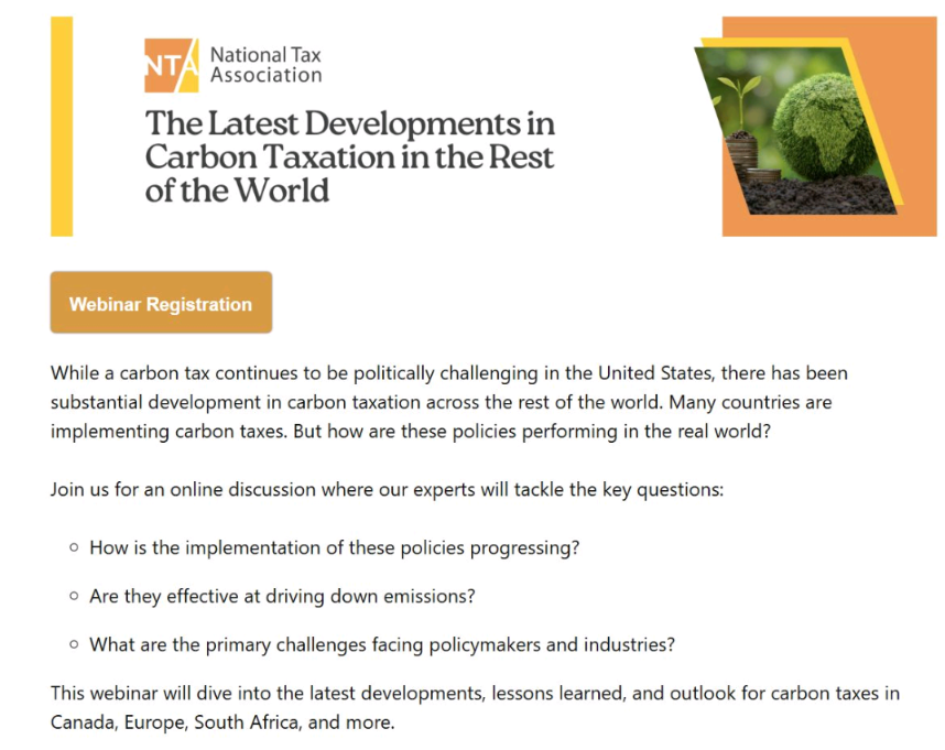 .<a href="/SXPomerleau/">Shuting Pomerleau</a> is organising a <a href="/NatlTax/">National Tax Assoc.</a> webinar on carbon taxation next Monday, 8 Dec at 1pm ET.

I'll contribute my bit to the panel with <a href="/dalebeugin/">Dale Beugin</a> and <a href="/ersevernini/">Edson Severnini</a>.