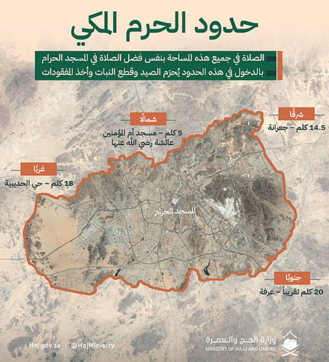 صلاة بداخل هذي الحدود تُعادل 100,000 صلاة.