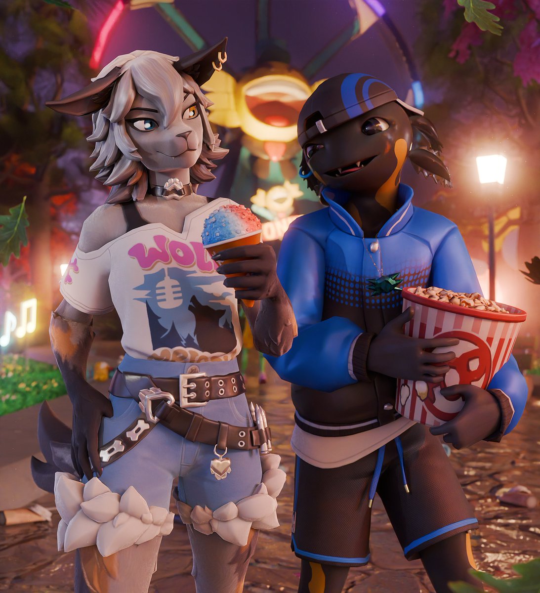 Visited Wonkee! 🎡🍿🍧
#Wolfie #Axo #FortniteArt
