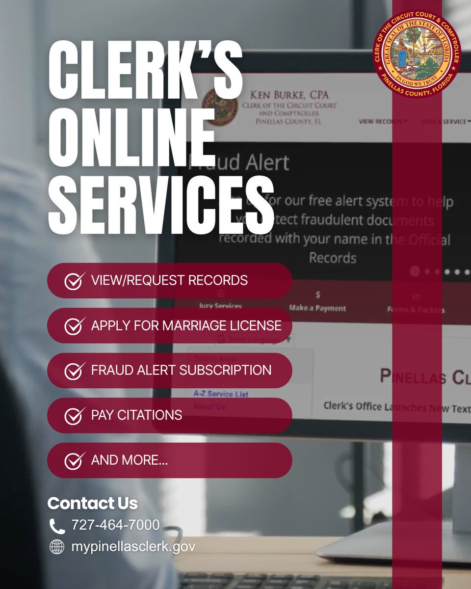 Wherever the holidays take you, the Pinellas County Clerk's office offers convenient online services you can access anytime.

Visit mypinelalsclerk.gov to explore what’s available.

#PinellasClerk #ServingYou #FLClerks
