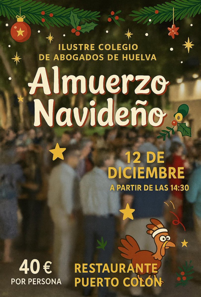 🎄ALMUERZO NAVIDAD #ICAHUELVA 12-D🎄

Si aún no estás inscrito, el plazo termina el próximo martes 9️⃣ de diciembre ‼️

Vamos a pasar un rato estupendo. La convivencia entre compañer@s, familiares y amigos también fortalece la profesión.💪🏻