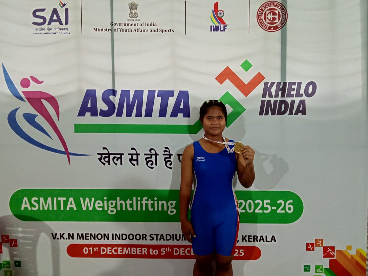 Rayhaanpasha's tweet photo. Tanyasha (15), daughter of Boniface from Tapong Village, Nancowry, has won a national gold medal in weightlifting! A proud moment for the A&amp;N Islands and the entire Nicobar tribal community. Congratulations and best wishes for her bright future. #Weightlifting #KheloIndia https://t.co/rISOf7eHaf