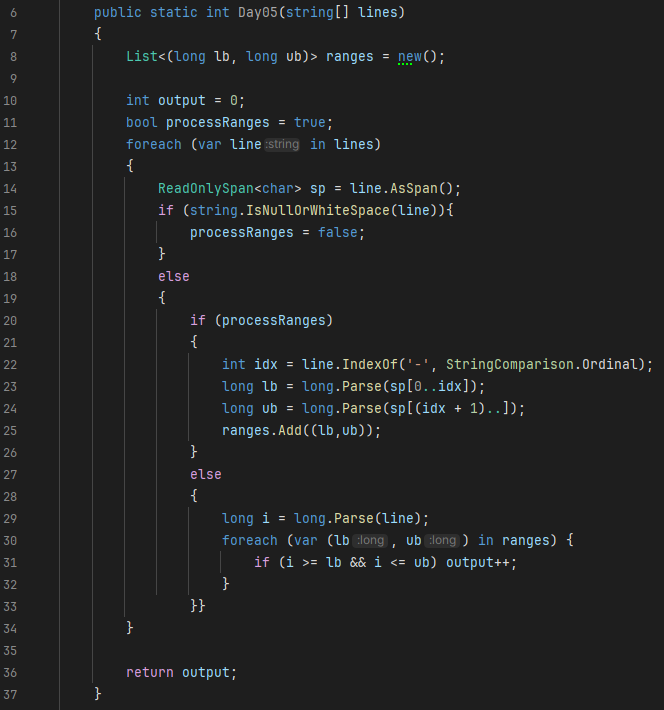 RyanRodemoyer2's tweet image. Advent of Code in C#
Day 5 (easiest one yet)