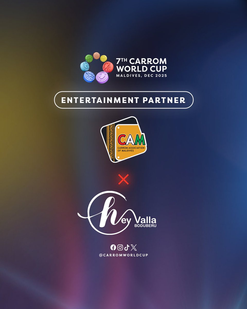 carromworldcup's tweet photo. Entertainment Partner — Heyvalla Boduberu 

Thank you for joining us as our Entertainment Partner for CWC25. We look forward to your energetic performance at the event.

#CarromWorldCup #Carrom #HeyvallaBoduberu https://t.co/vozoKBYEW4