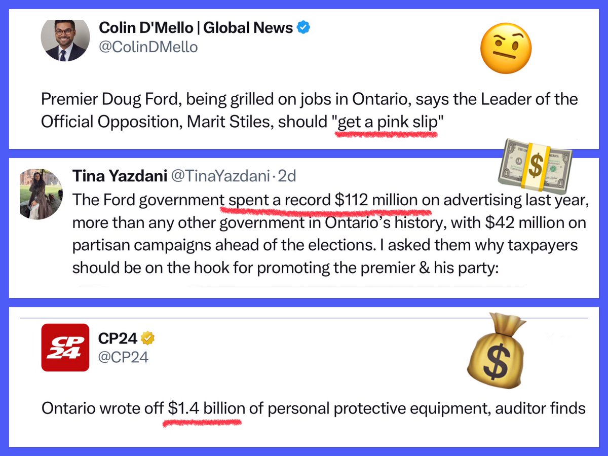 When it comes to the Ford govt, all we hear is millions misspent here, bilIons wasted there, millions awarded to this friend, &amp; billions to that donor. And we hear Ford insulting people &amp; calling them names. That’s all we hear. Non stop. Every day. It’s sad.