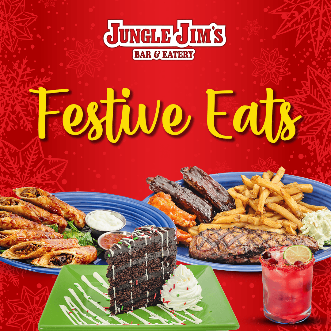 🎅 It’s not just dinner — it’s Festive Eats season!
From sticky ribs to creamy Cajun Alfredo pasta and chocolatey desserts, Jungle Jim’s is serving up holiday cheer one plate at a time. 🍽️✨
Eat. Drink. Have Fun. (Extra merry optional.) 🎄🍹