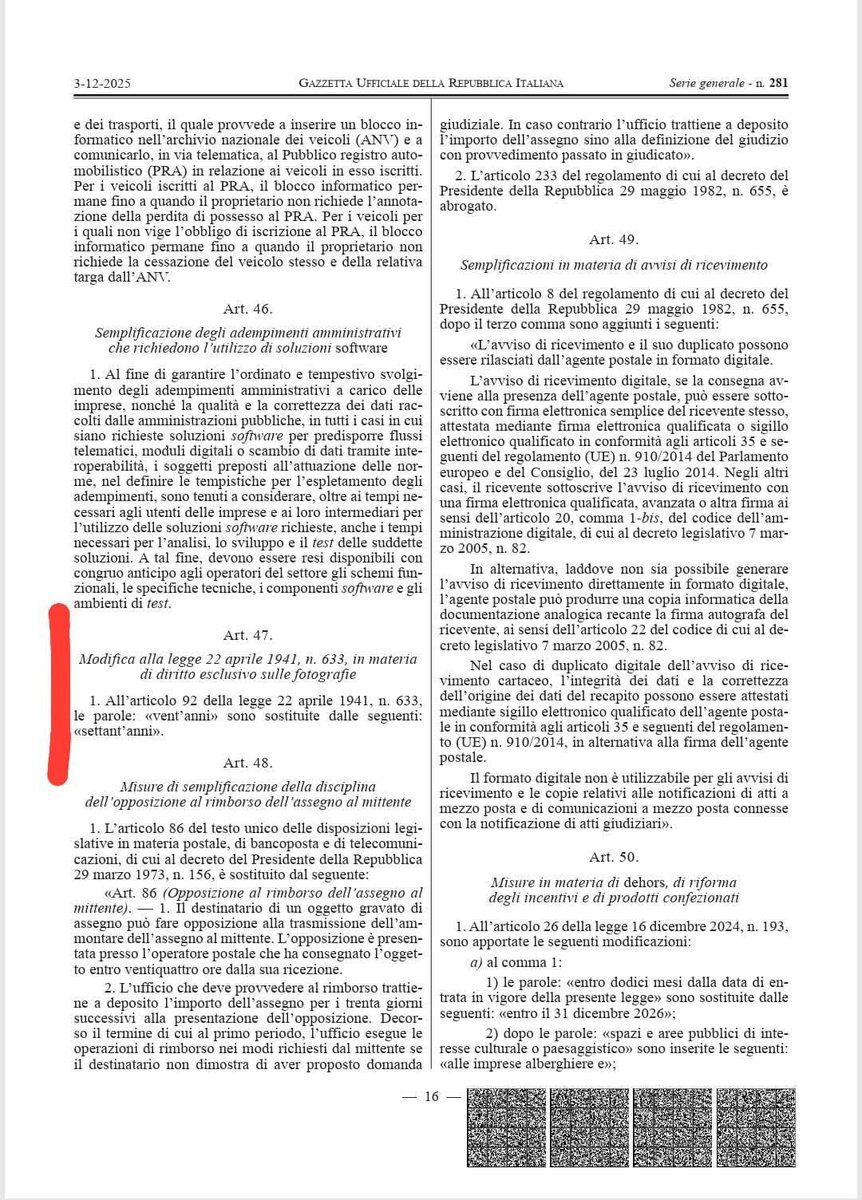 Quando ci si mettono d’impegno riescono a peggiorare (e di una quantità pari a mezzo secolo) perfino le leggi del 1941, anche le più equilibrate.
#dirittodautore #fotografie