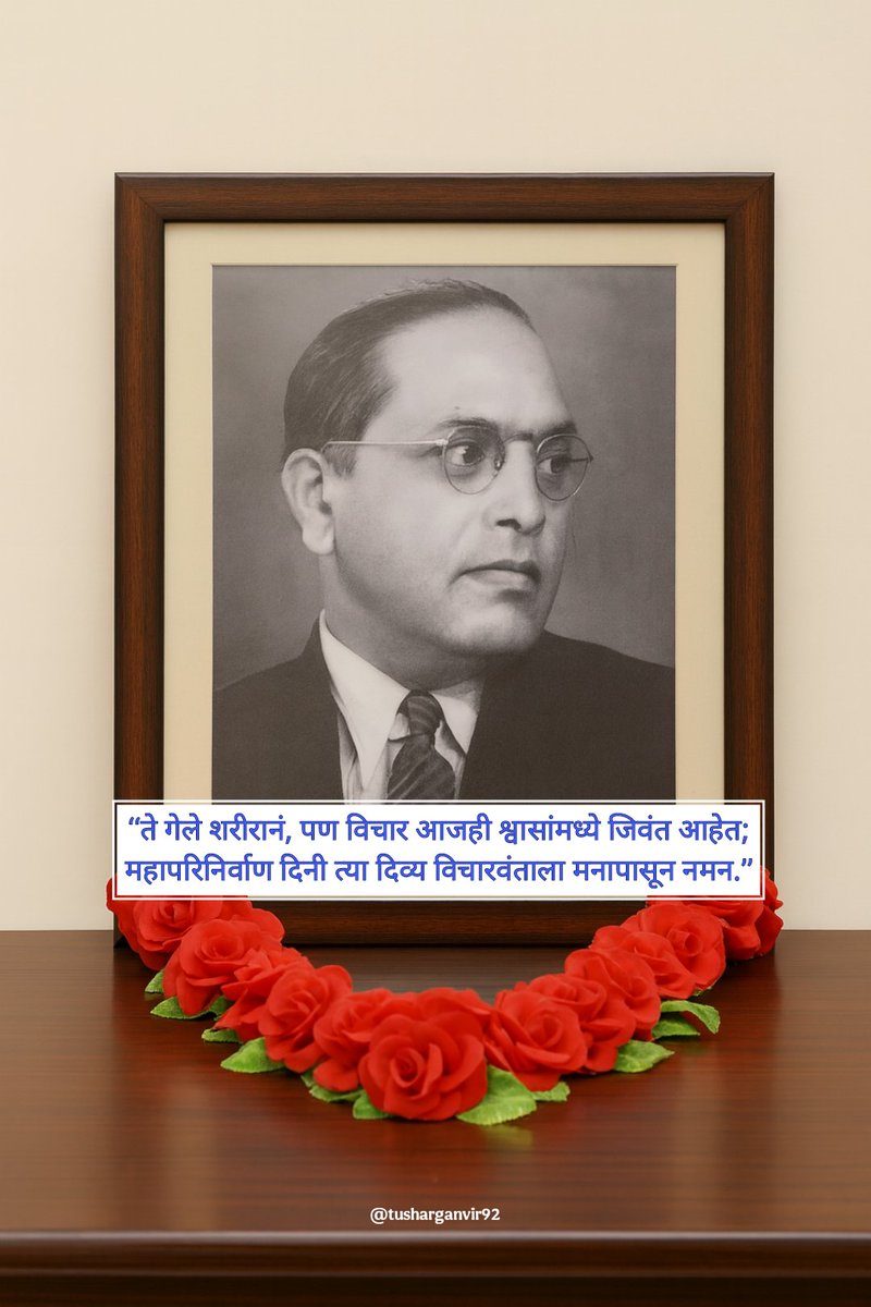 MrGanvir's tweet photo. “ते गेले शरीरानं, पण विचार आजही श्वासांमध्ये जिवंत आहेत;
महापरिनिर्वाण दिनी त्या दिव्य विचारवंताला मनापासून नमन.”
#MahaparinirvanDin https://t.co/NE1LUR9MZR