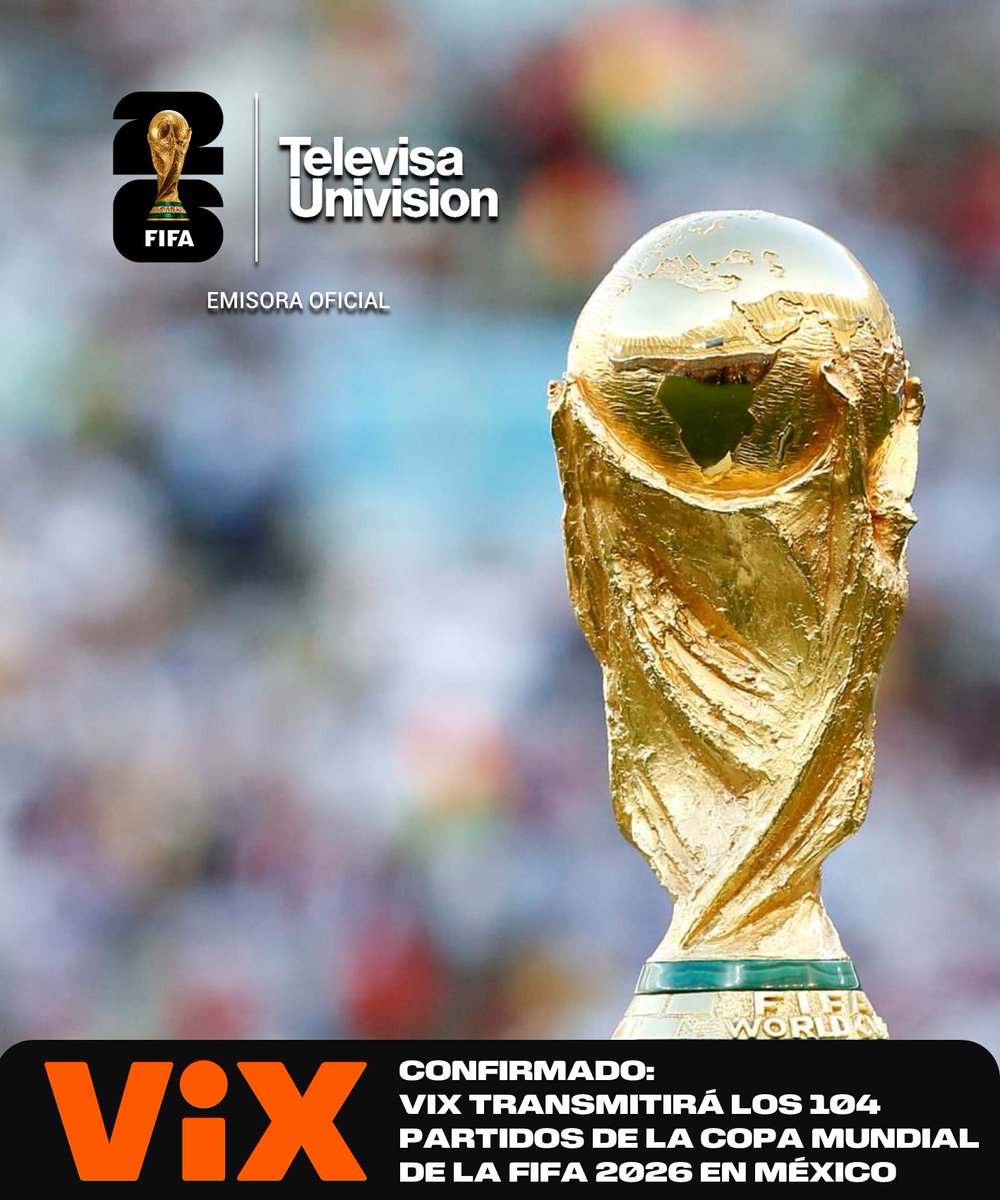 PlatinumSportMX's tweet image. 🚨 #CONFIRMADO | TODO EL MUNDIAL POR VIX

Los 104 partidos de la Copa Mundial de la FIFA 2026 estarán disponibles en VIX en México. Será la única plataforma con todos los partidos del Mundial.