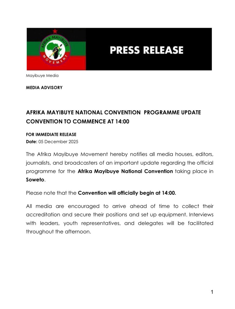 mayibuye_afrika's tweet image. MEDIA NOTICE: 
Due to unforeseen circumstances we will be starting at 19h00.