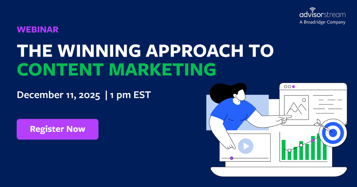 Personalized content is a growth engine, yet only 4 in 10 advisors are using it effectively.

Join us for an insightful session to learn how strategic content marketing can help you to strengthen client relationships, build trust and drive growth - bit.ly/449DHPt