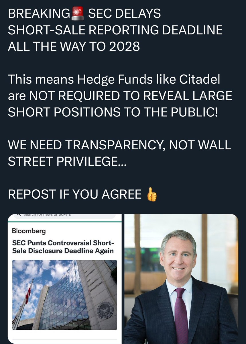The SEC has now delayed short sale reporting requirements AGAIN💥

I wish someone was creating a brokerage that could avoid naked shorts and darkpools... 

Oh yeah, try <a href="/LitXchangeApp/">LIT🔥XCHANGE</a> 😏