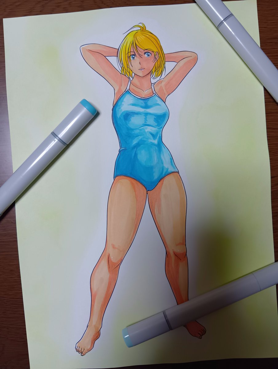 「描いたデジタル線画をプリントアウトしてコピックで塗ってみる試みの……たぶん⑥ い」|毛根要請・雪風のイラスト