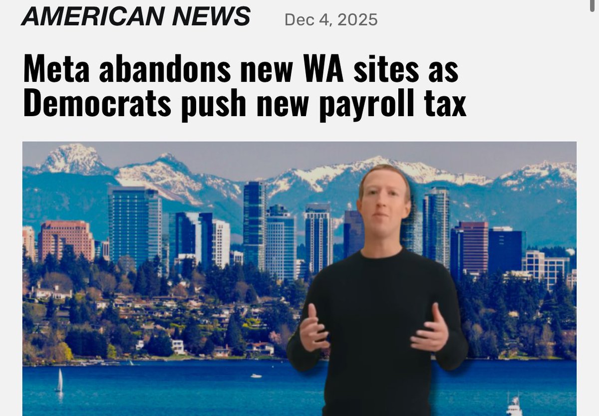 NEW: Bye bye Meta. The parent company of Facebook and Instagram is ejecting from any future expansion plans from Bellevue, WA because of tax hikes proposed by Democrats. 
Nice job Rep Shaun Scott.

<a href="/Scott43LD/">Rep. Shaun Scott</a>|<a href="/bellevuewa/">Bellevue, Washington</a>|<a href="/Meta/">Meta</a>