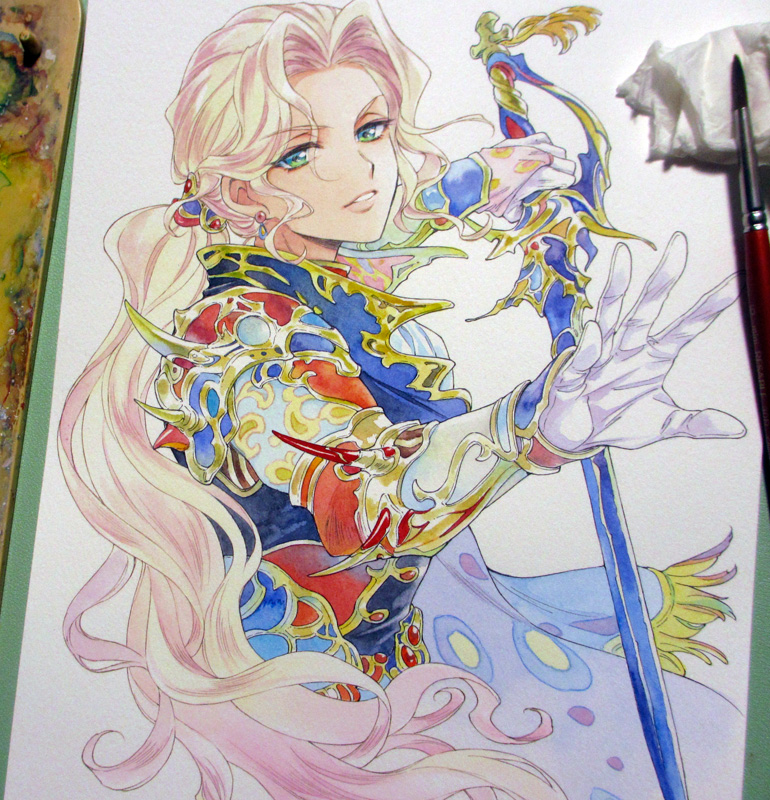 agahariya's tweet photo. お題箱リクから、FF5のファリス
ありがとうございますー！
FF5って、天野センセの絵とゲーム中のグラフィックが全然違うので悩ましいですよね…
どっちに合わせて描こう！？って😅
髪色だけ、ゲームグラフィックの紫系混ぜました♪

いよいよ寒くなってきましたねぇ😖 https://t.co/lkLXKwEix2