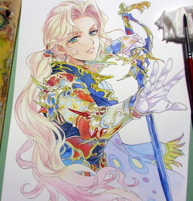 お題箱リクから、FF5のファリス ありがとうございますー! FF5って、天野センセの絵とゲーム中のグラフィックが全然違うので悩ましいですよね… どっちに合わせて描こう!?って 髪色だけ、ゲームグラフィックの紫系混ぜました いよいよ寒くなってきましたねぇ