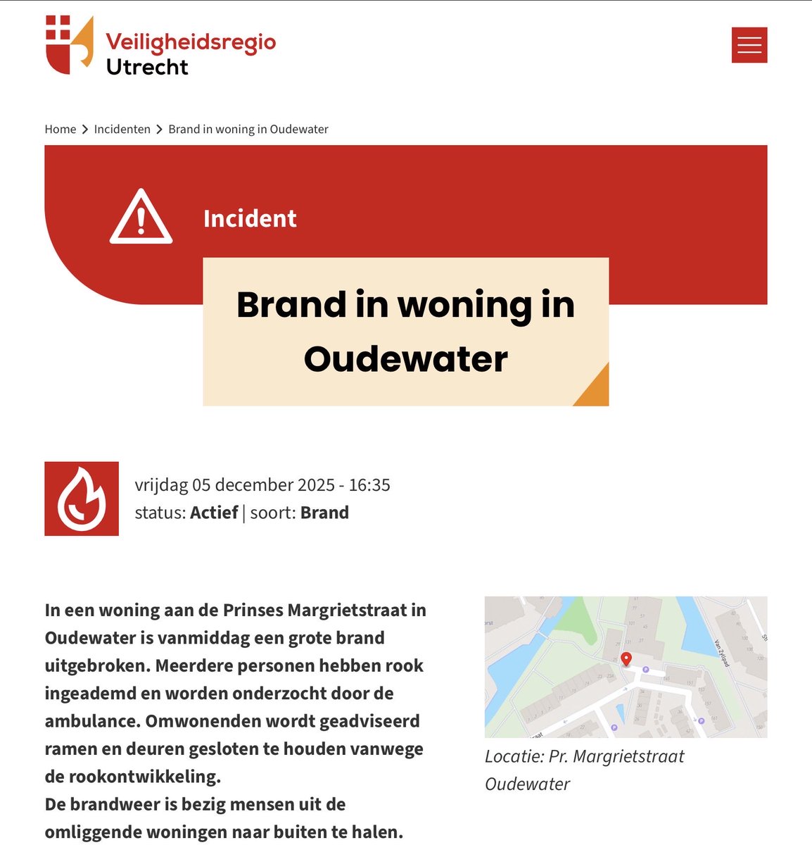 Forse brandweerinzet bij brand in woning Oudewater